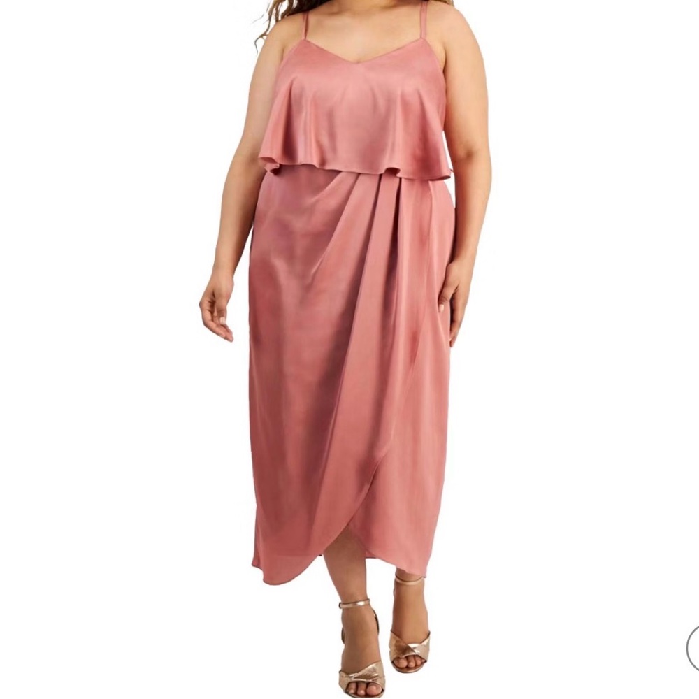 City Studio Blush mauve Pink layered faux Midi Dress